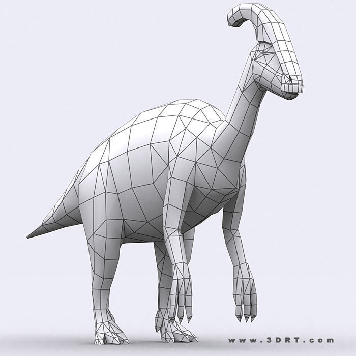 3DRT - Dinosaurs - Parasaurolophus Low-poly 3D model_2