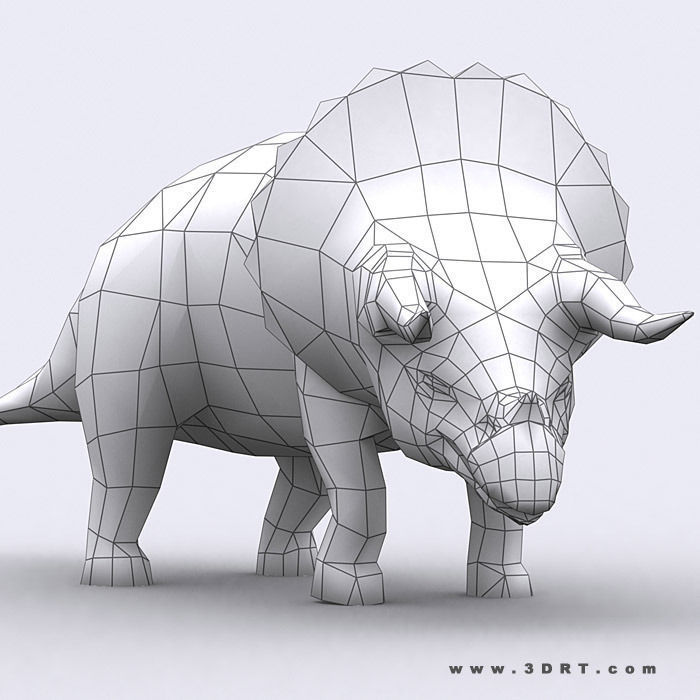 3DRT - Dinosaurs - Triceratops Low-poly 3D model_2