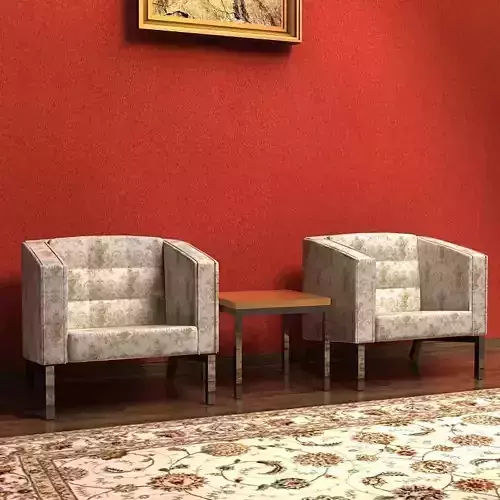 Sofa living room with two chairs and table