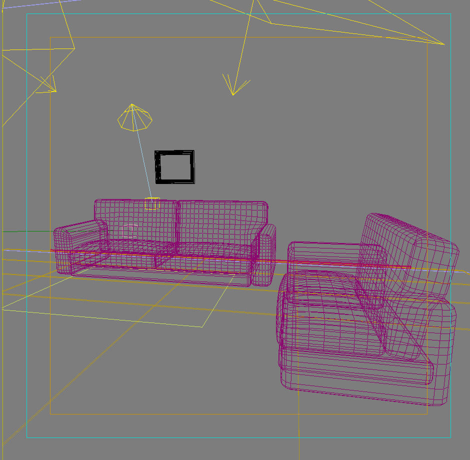 Sofa living room with walls and furniture 3D model_1