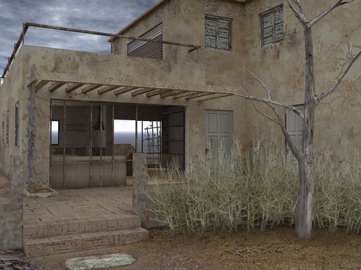 An abandoned private house Low-poly 3D model_3