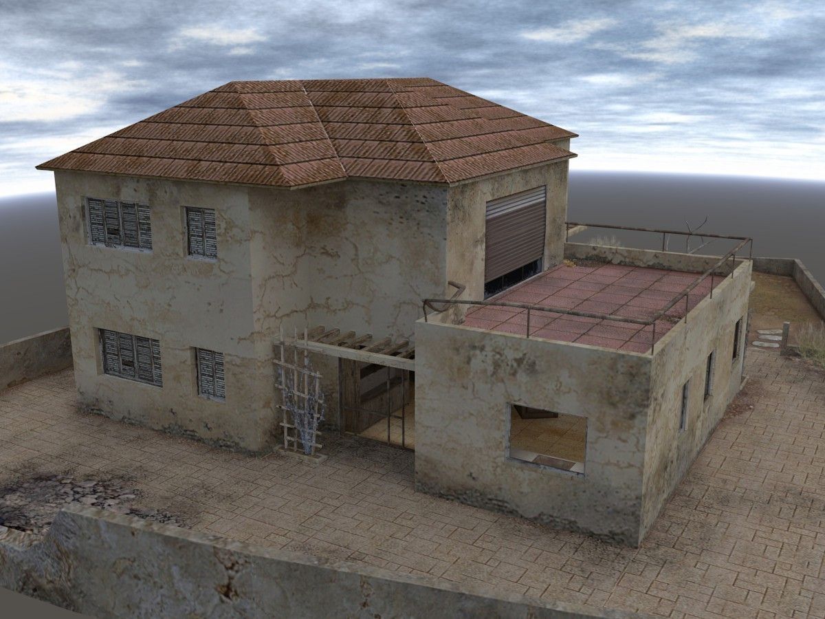 An abandoned private house Low-poly 3D model_1