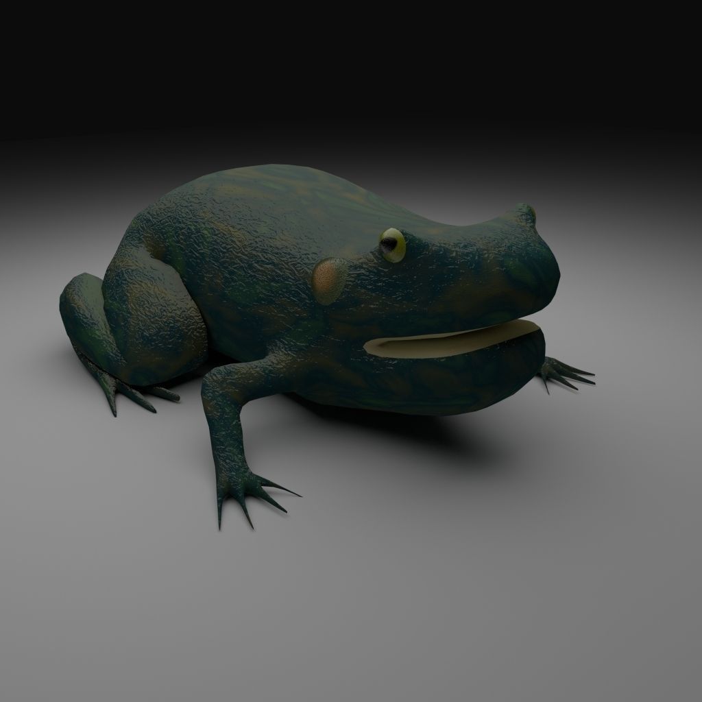 Smooth Blue Frog - Cartoon Style Free low-poly 3D model_1