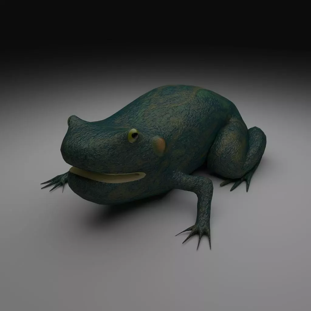 Smooth Blue Frog - Cartoon Style Free low-poly 3D model_0