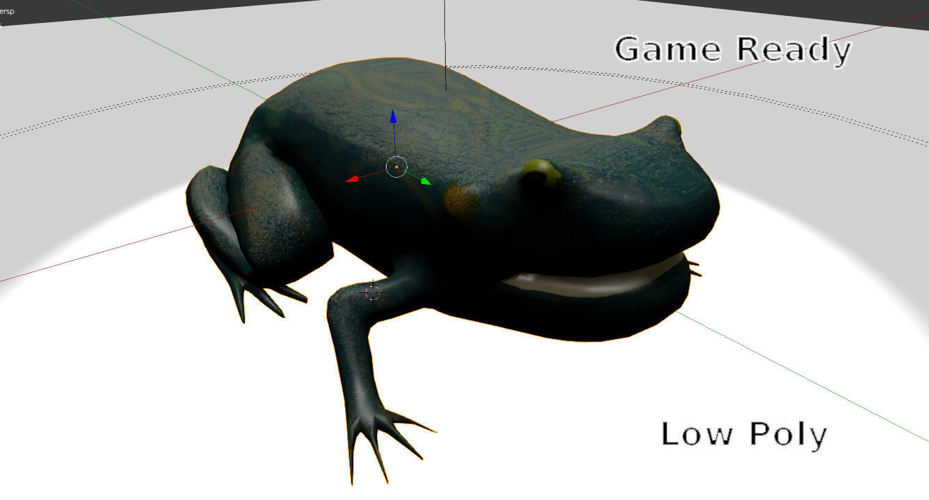 Smooth Blue Frog - Cartoon Style Free low-poly 3D model_14