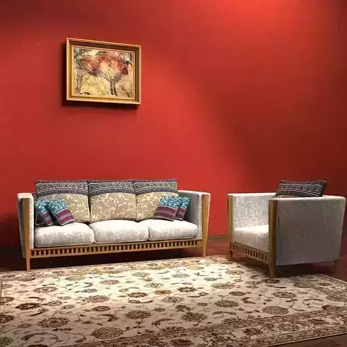 Sofa living room with walls and furniture