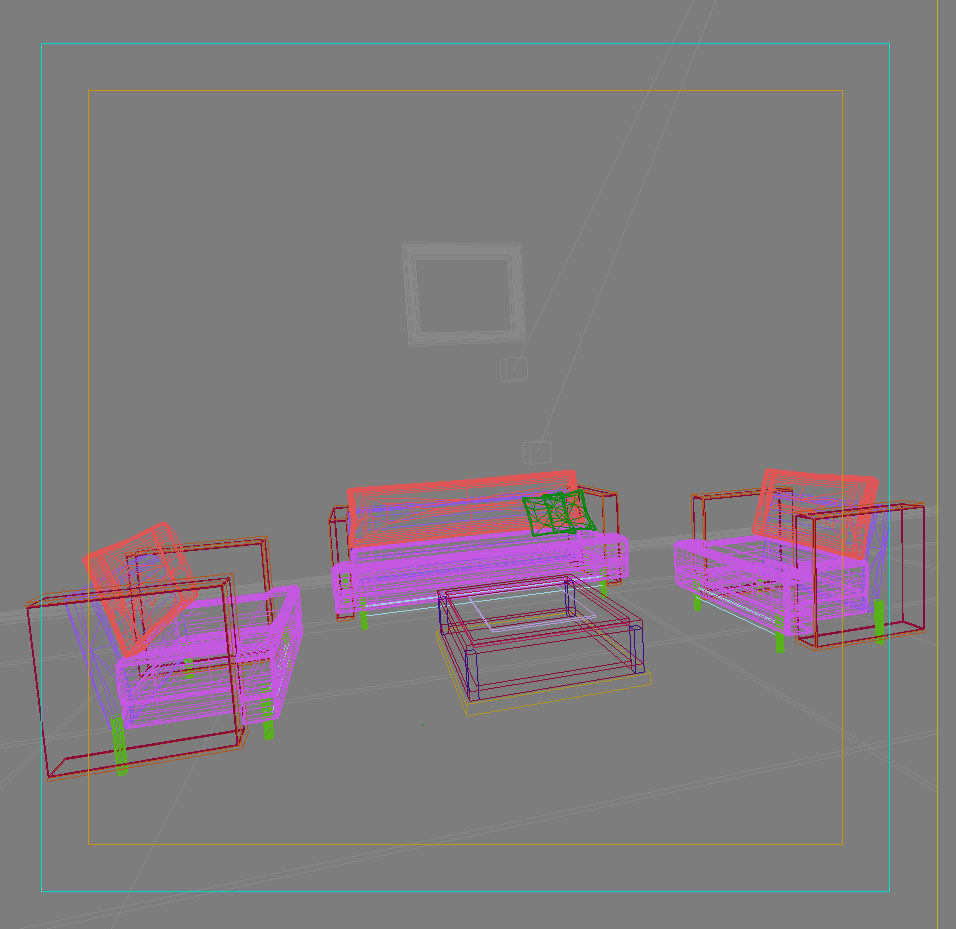 Sofa living room with walls 3D model_1