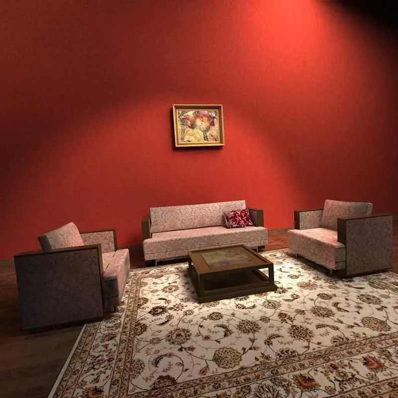 Sofa living room with walls 3D model_0