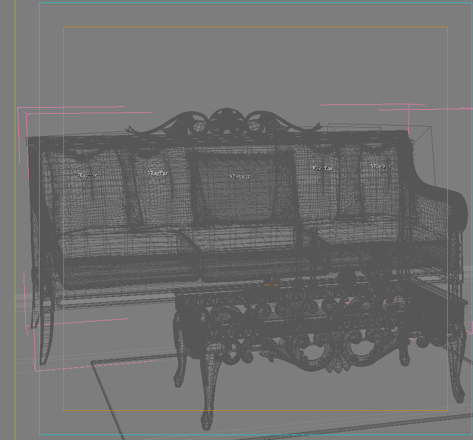 Sofa ornate living room with and coffee table 3D model_1