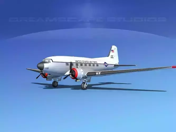Douglas C-47 Dakota USAF V08 3D model