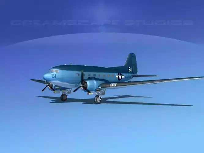 Douglas R-4D Dakota US Marines V1 3D model