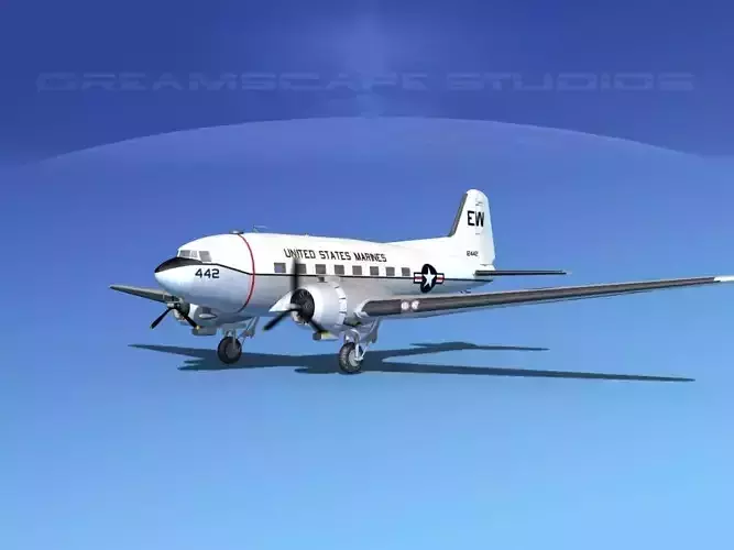 Douglas R-4D Dakota US Marines V2 3D model