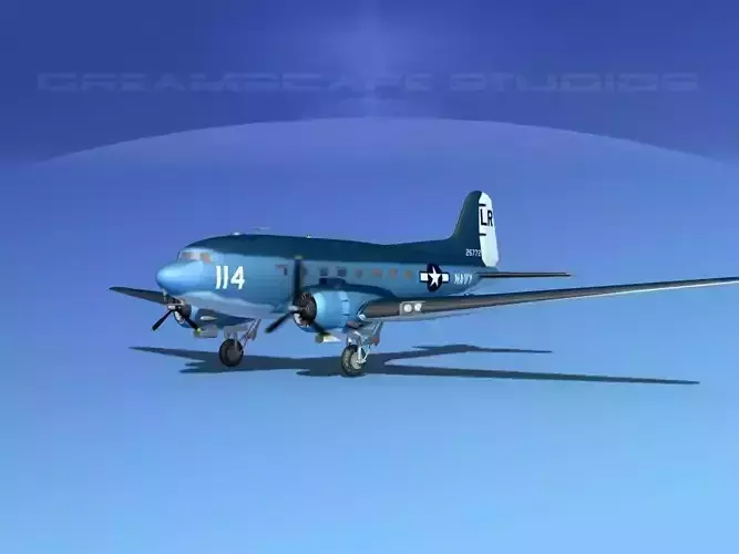 Douglas R-4D Dakota US Navy V2 3D model