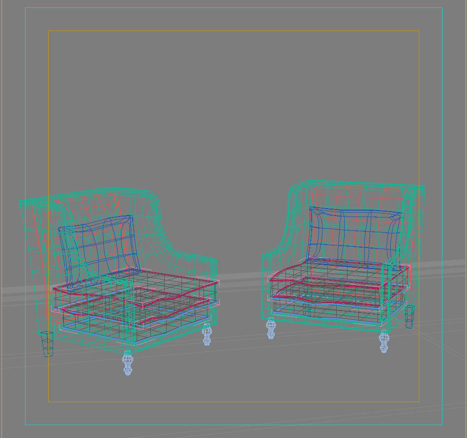 Sofa two armchairs 3D model_1
