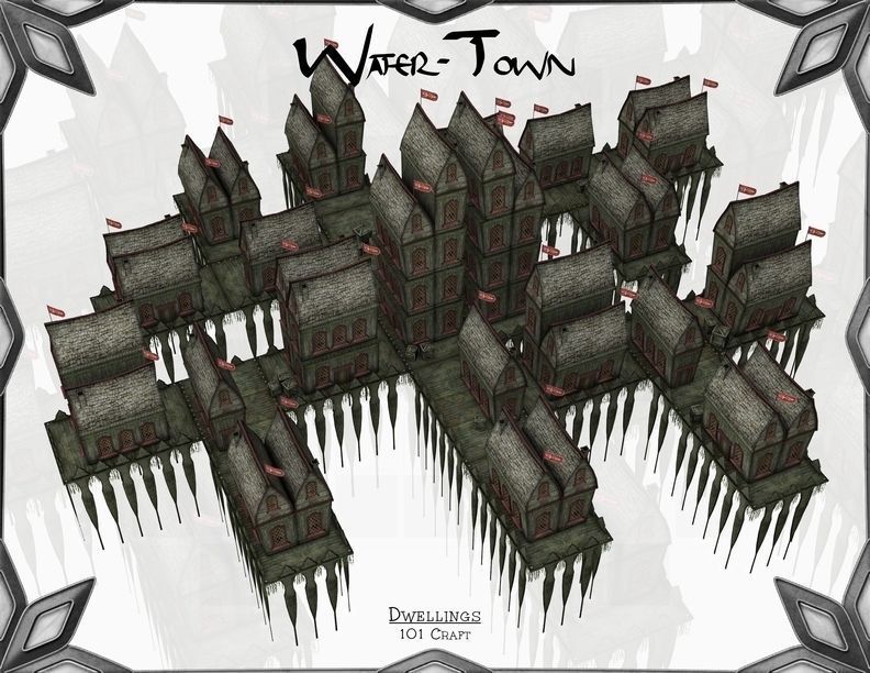 Water-Home wyrm house Low-poly 3D model_4