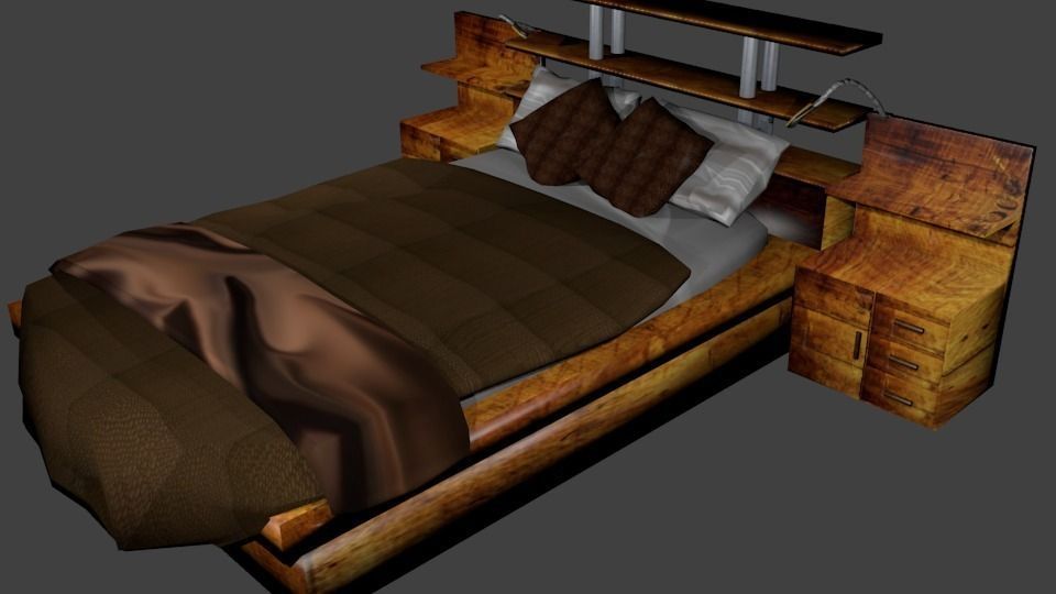 Bed Modern Design Low-poly 3D model_0