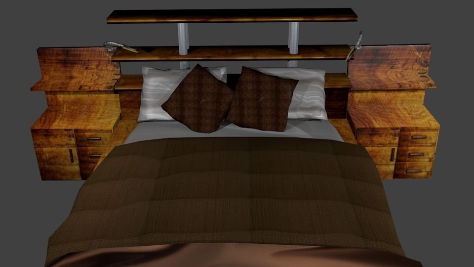 Bed Modern Design Low-poly 3D model_2