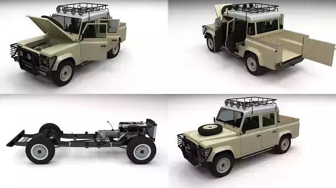Full Land Rover Defender 110 Double Cab Pick Up 3D model