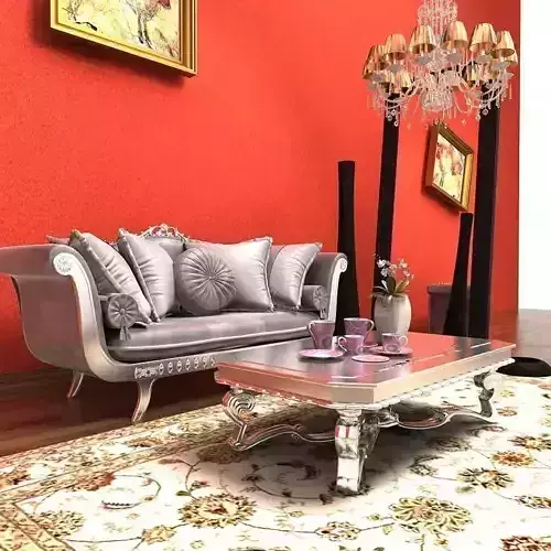 Sofa living room with silver furniture