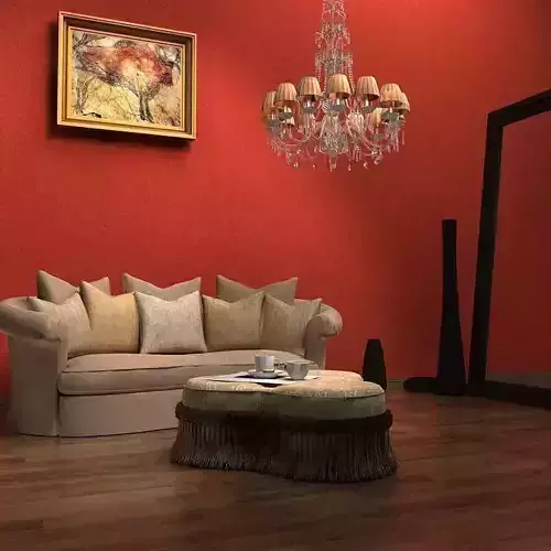 Sofa living room with walls and chandelier