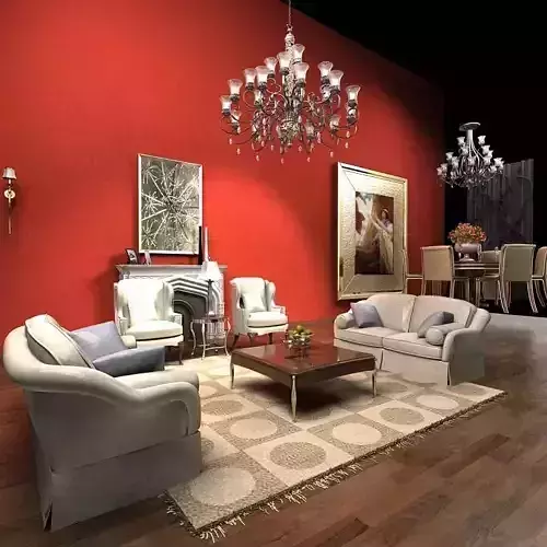 Sofa living room with walls and chandelier