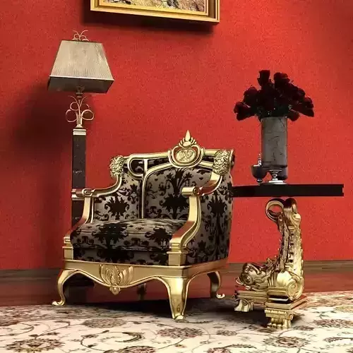 Sofa ornate chair with walls