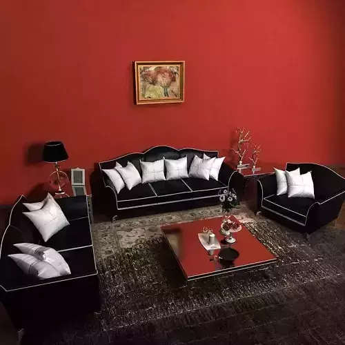Sofa living room with walls and furniture