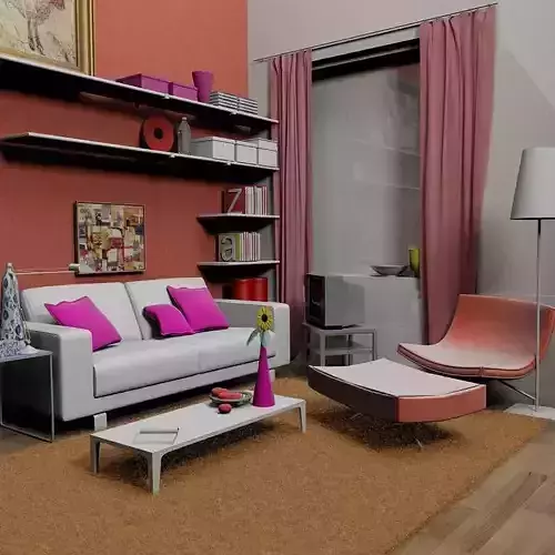 Sofa living room with walls and furniture