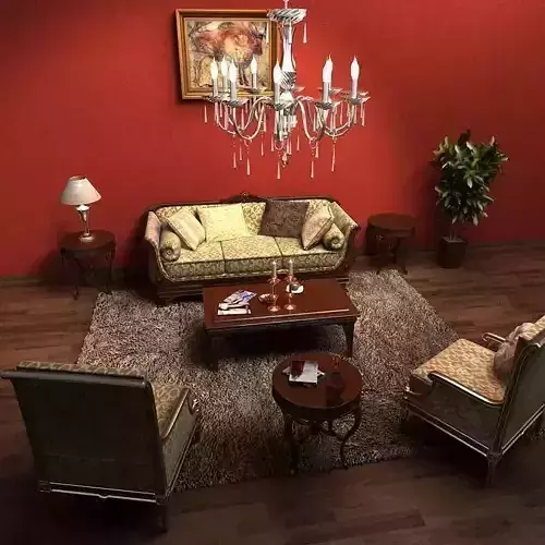 Sofa living room with furniture and chandelier