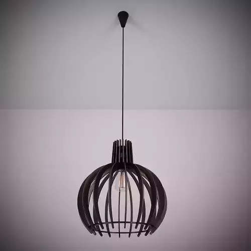 Lamp pendant light with wooden cage 3D model