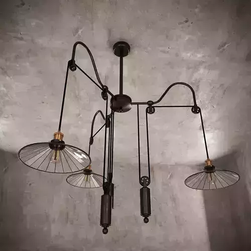 Lamp chandelier with three lights hanging from ceiling 3D model