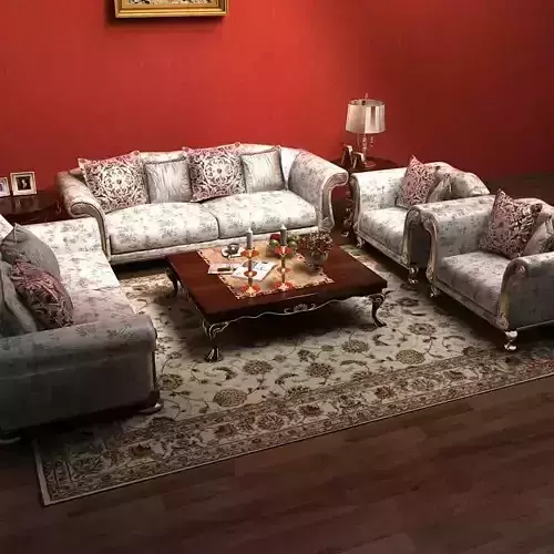 Sofa living room with ornate furniture and walls