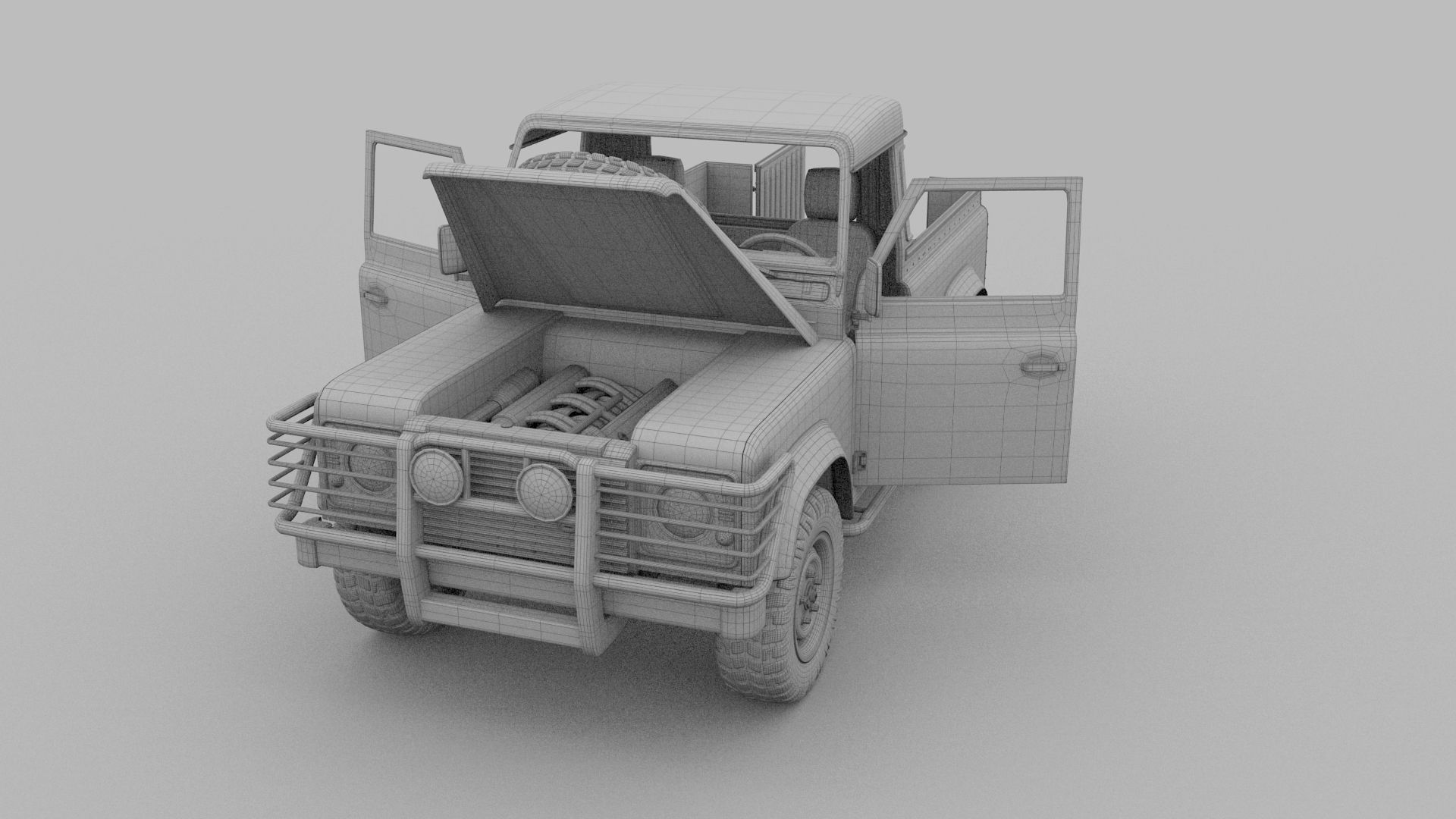Full Land Rover Defender 90 Pick Up 3D model_54