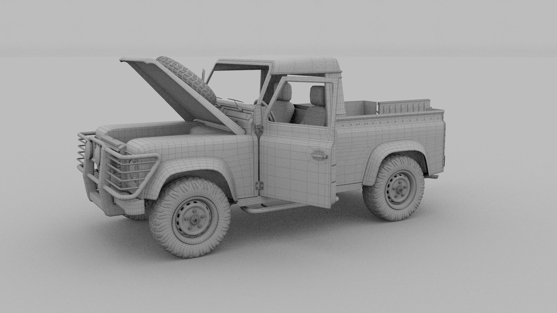 Full Land Rover Defender 90 Pick Up 3D model_41