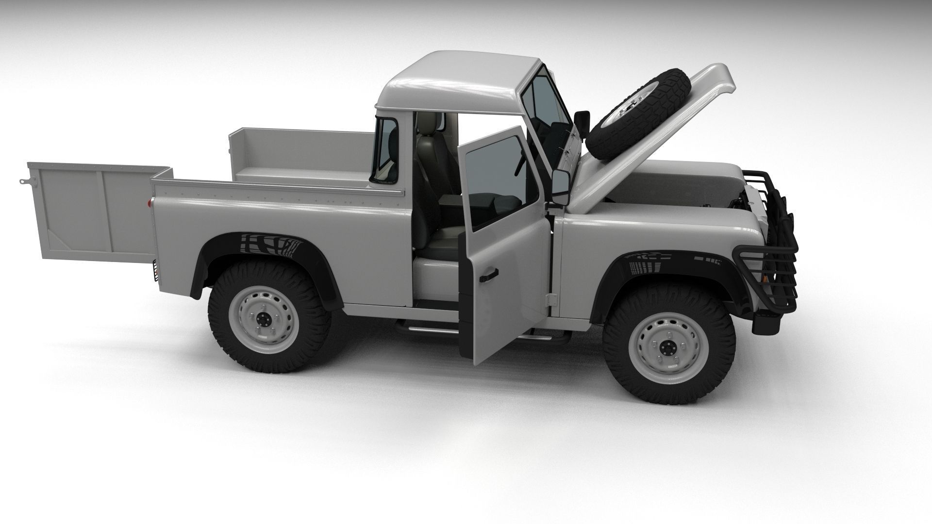 Full Land Rover Defender 90 Pick Up 3D model_33