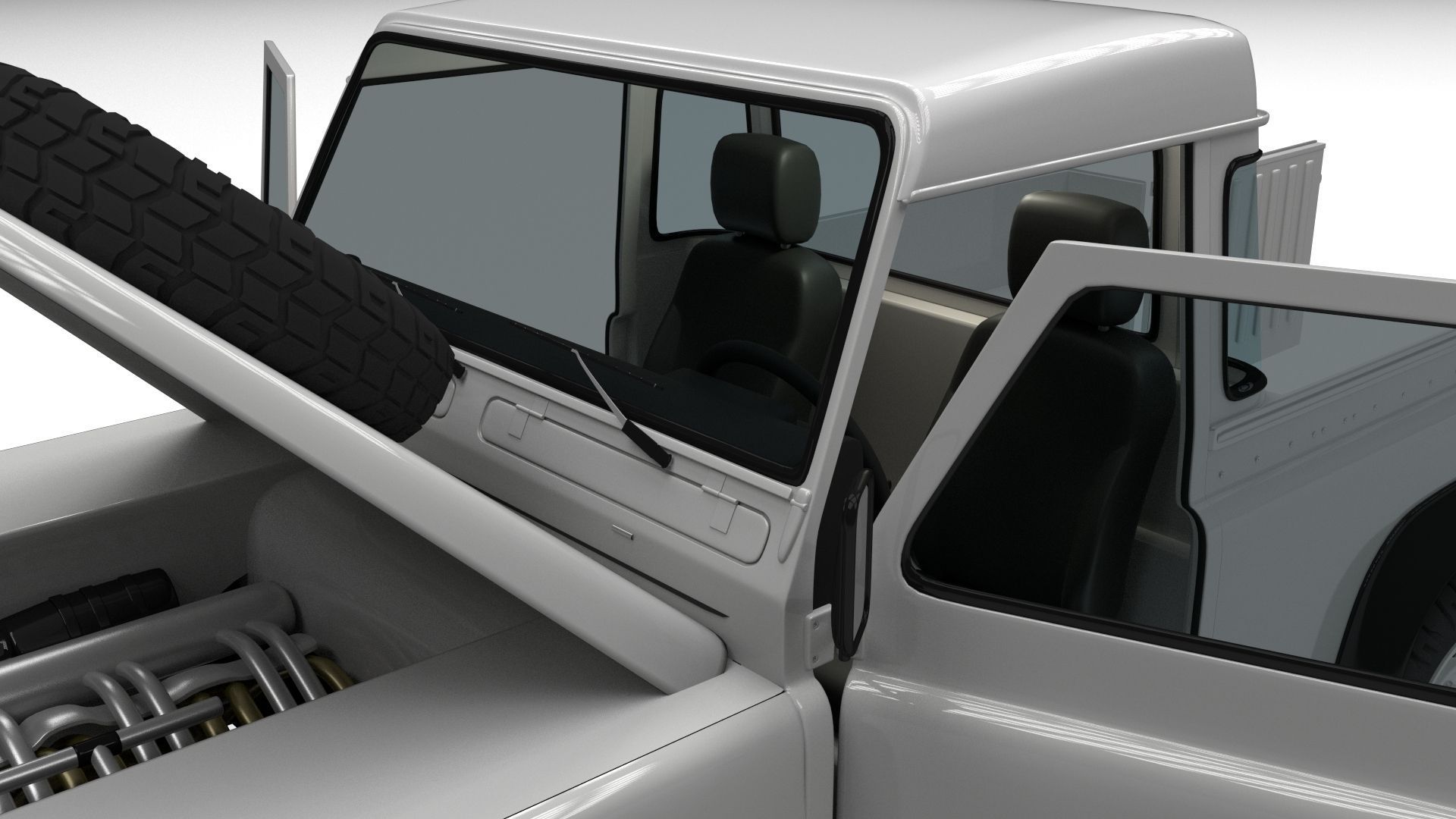 Full Land Rover Defender 90 Pick Up 3D model_10