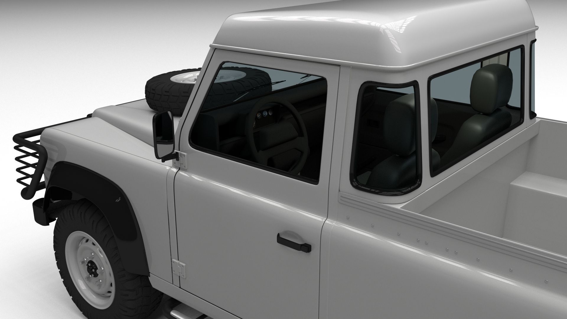 Full Land Rover Defender 90 Pick Up 3D model_9