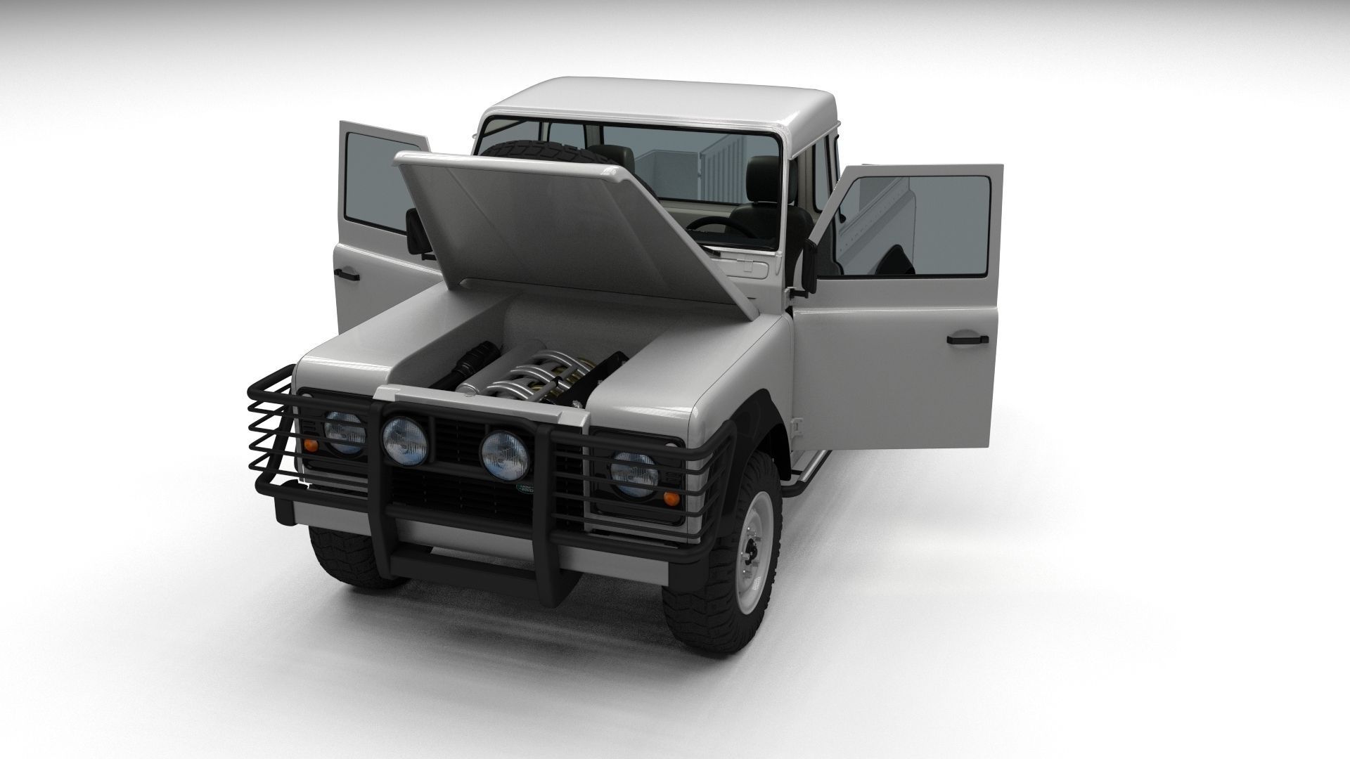 Full Land Rover Defender 90 Pick Up 3D model_2
