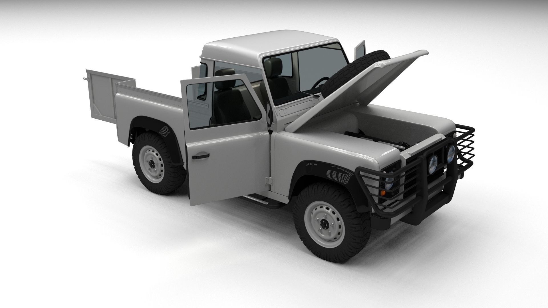 Full Land Rover Defender 90 Pick Up 3D model_13