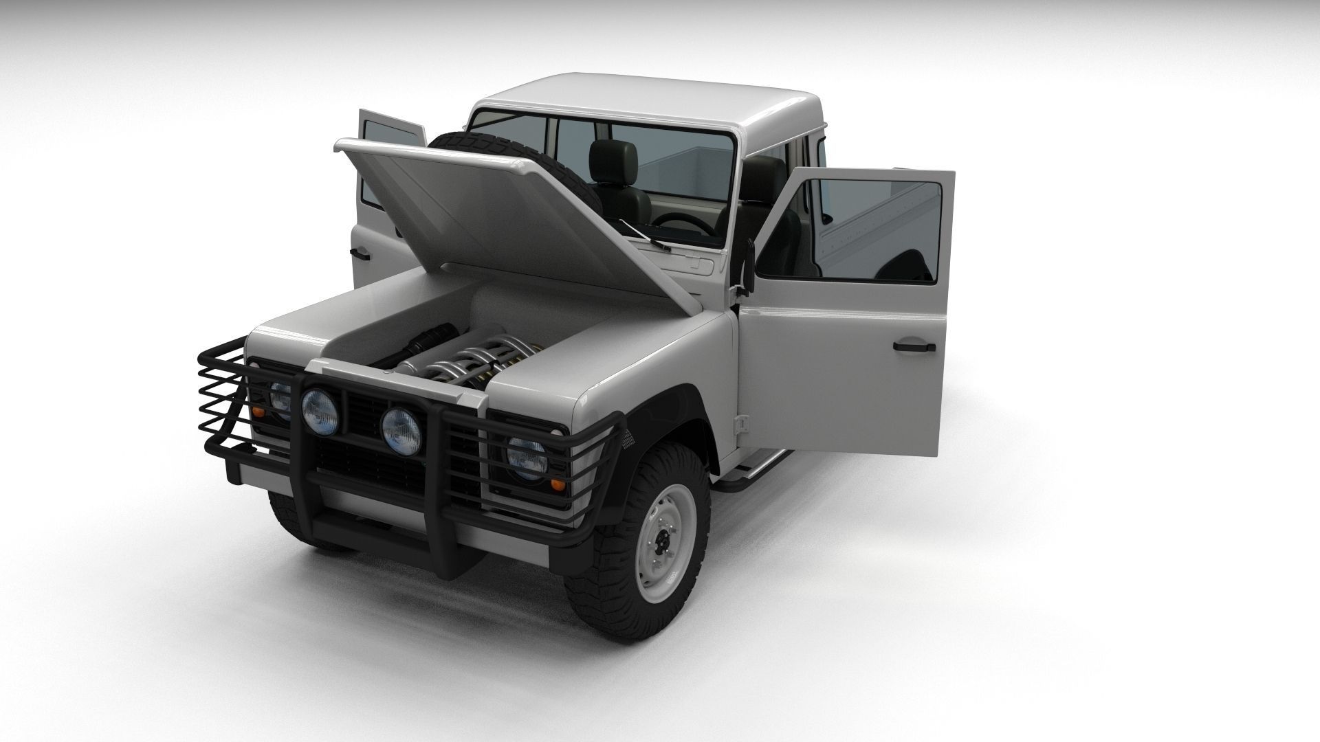 Full Land Rover Defender 90 Pick Up 3D model_24