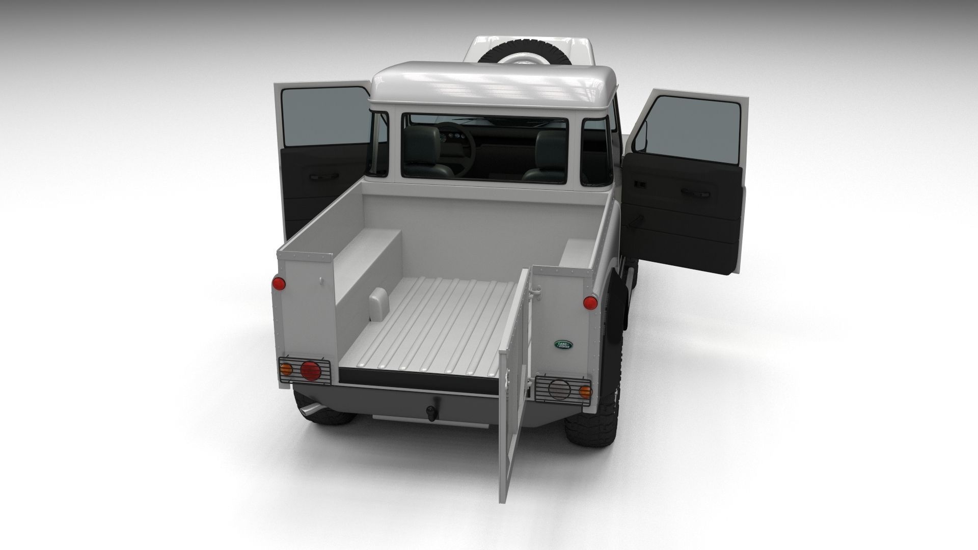 Full Land Rover Defender 90 Pick Up 3D model_12