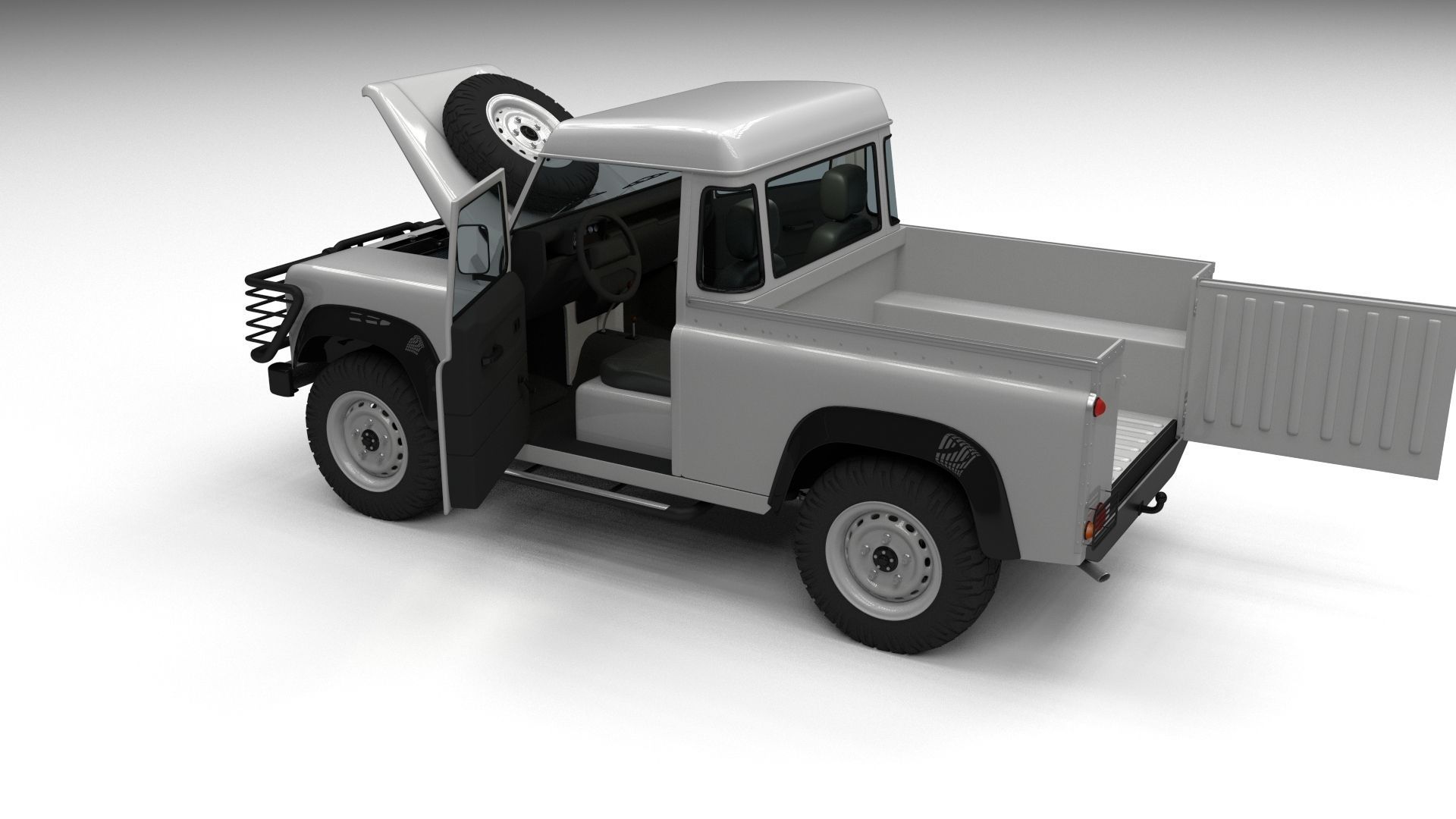 Full Land Rover Defender 90 Pick Up 3D model_17