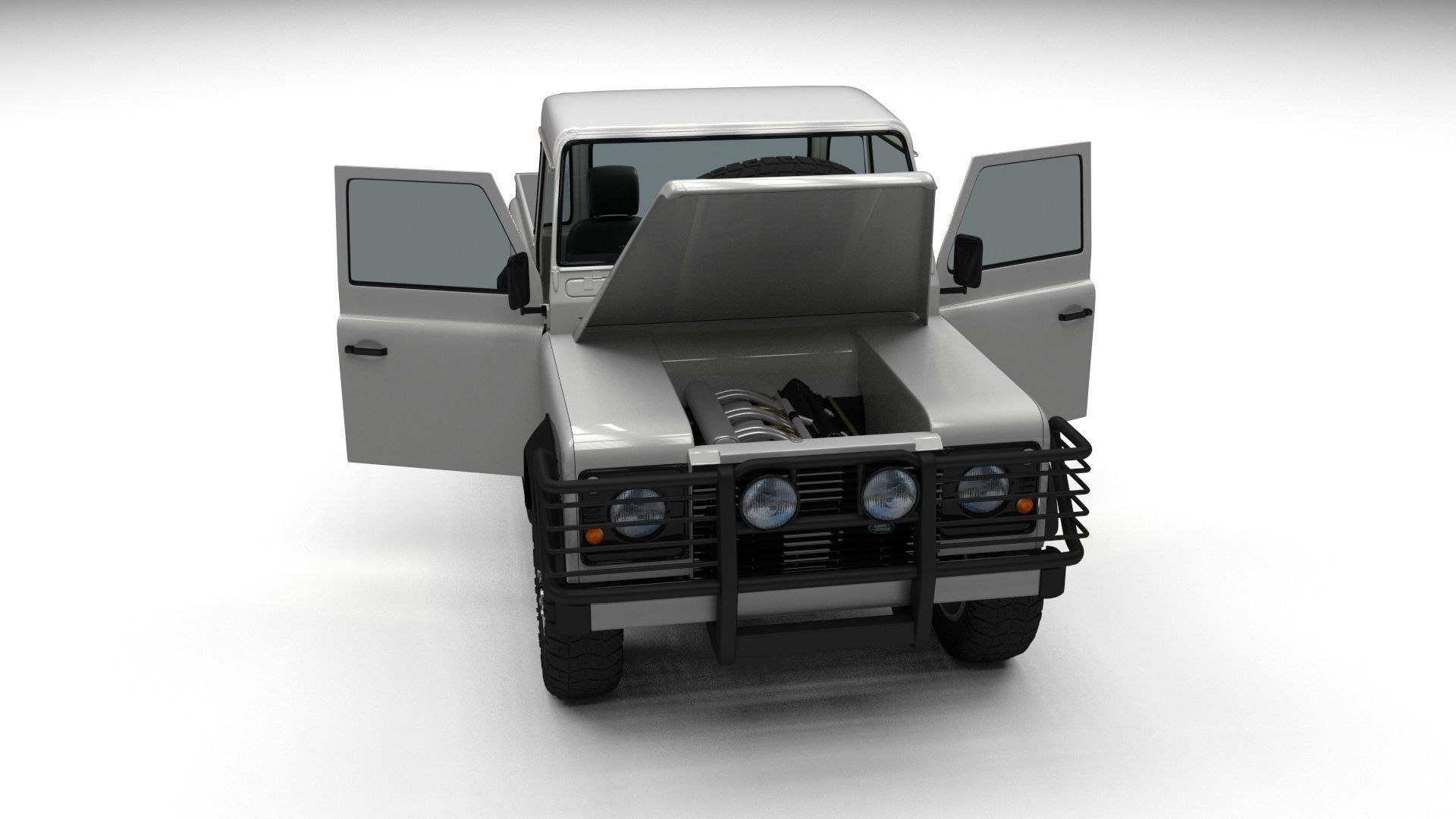 Full Land Rover Defender 90 Pick Up 3D model_5