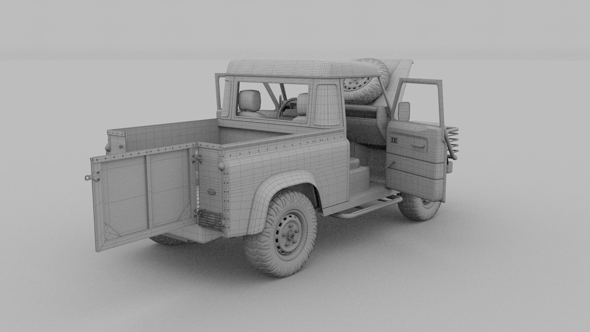 Full Land Rover Defender 90 Pick Up 3D model_37