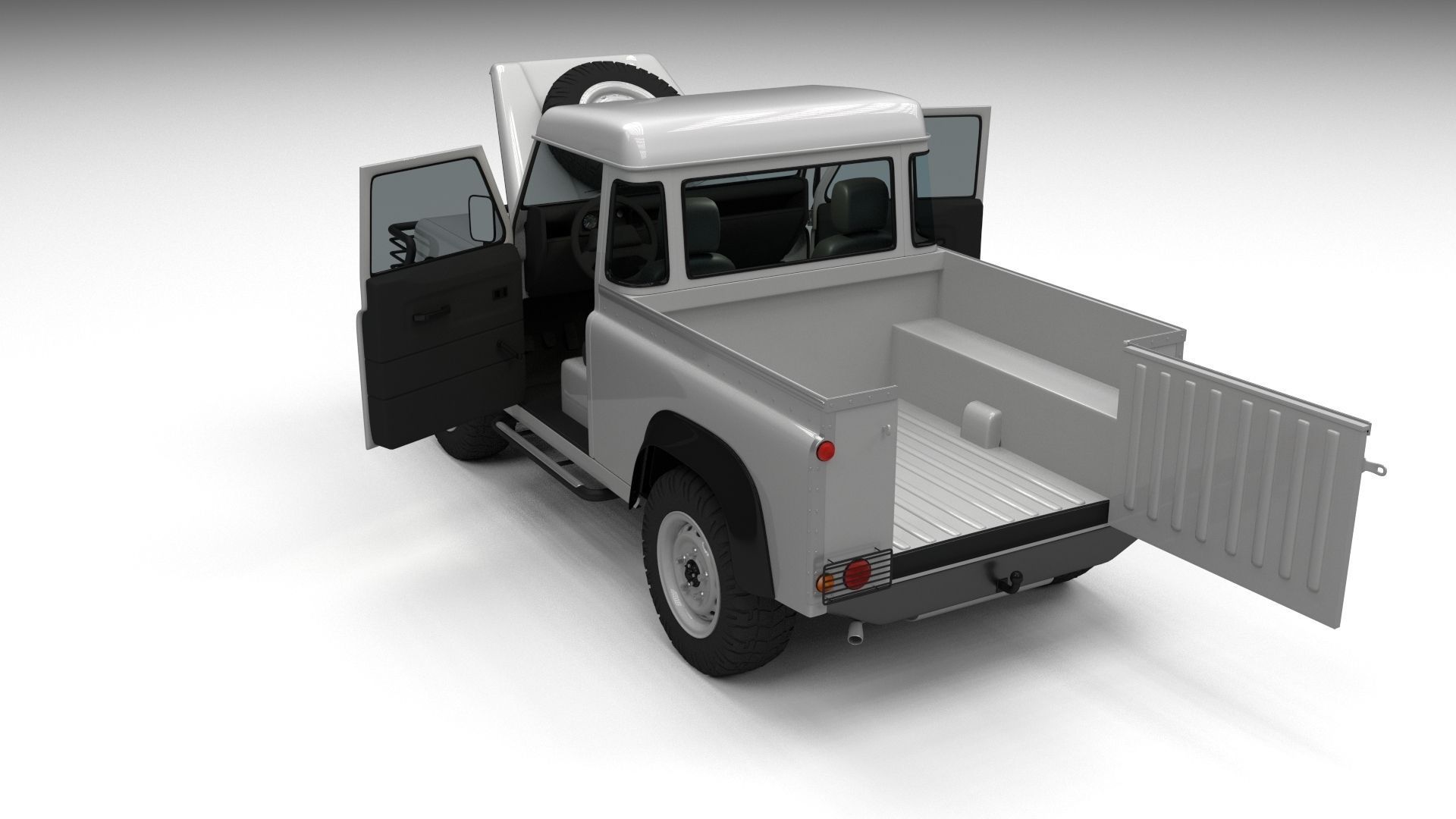Full Land Rover Defender 90 Pick Up 3D model_35