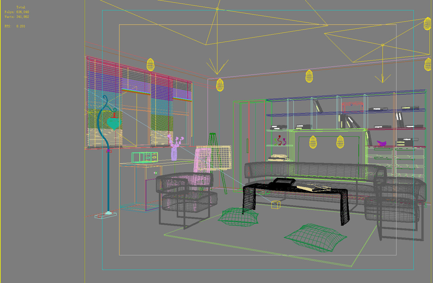 Sofa interior design for living room 3D model_2