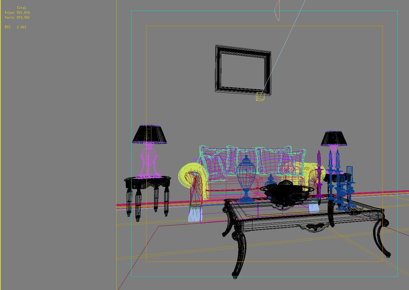 Sofa ornate living room with walls 3D model_2