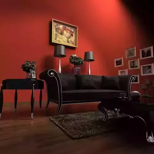 Sofa living room with walls and furniture