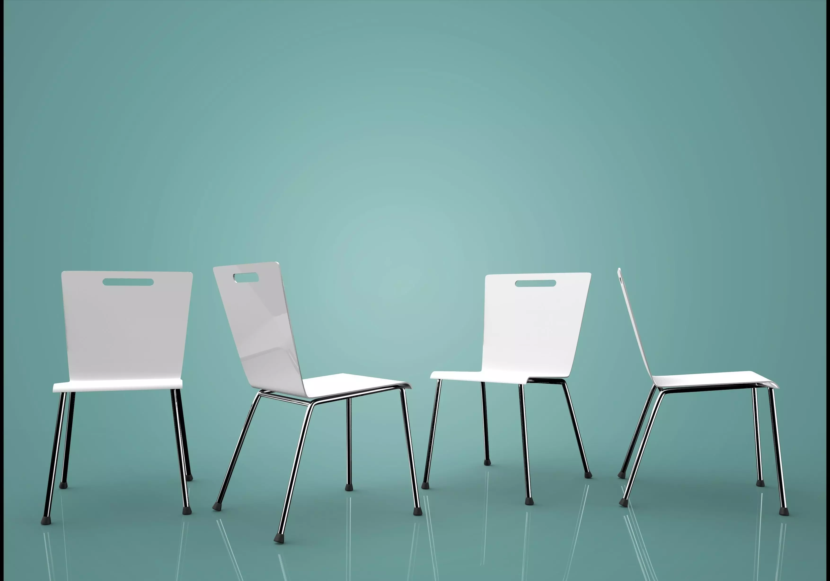 Plastic dining chair 3D model_0