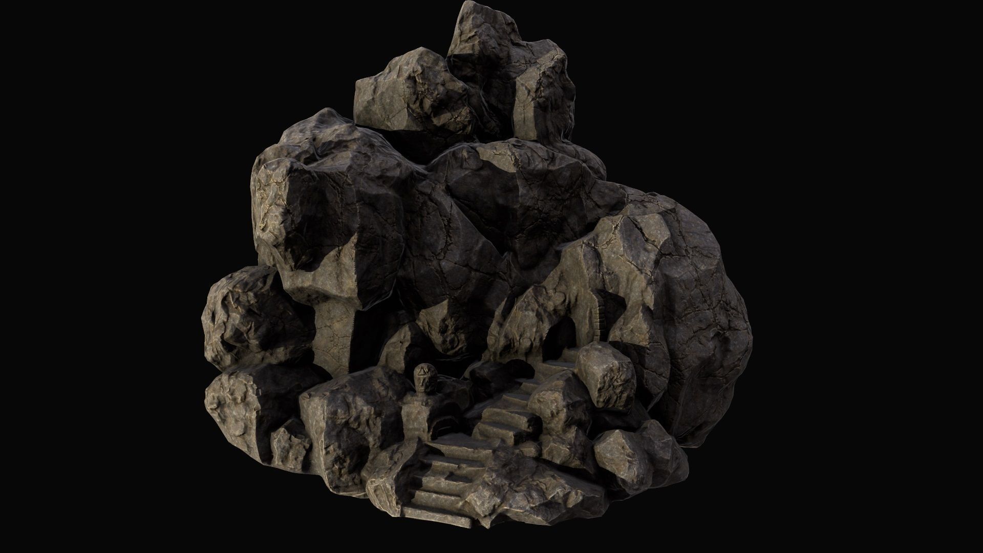 mountain temple Low-poly 3D model_8